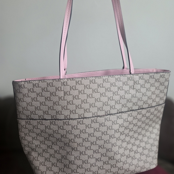 Karl Lagerfeld Gray and Pink Women's Tote Bag - Picture 3 of 5